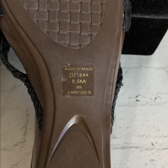Cole Haan Braided Black Leather Wedge Sandals EUC 8.5 NARROW - Picture 8 of 11